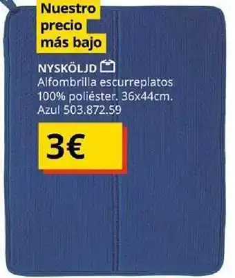 IKEA Nysköljd alfombrilla escurreplatos 100% poliester oferta
