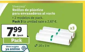 Lidl Silvercrest rollos de plástico para envasadoras al vacio oferta