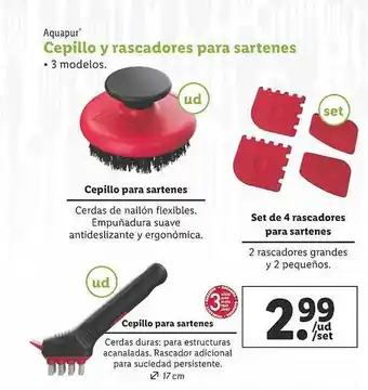 Lidl Aquapur cepillo y rascadores para sartenes oferta