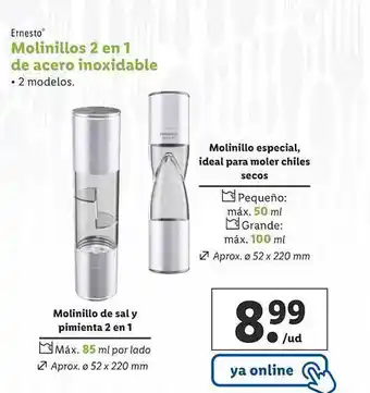 Lidl Ernesto molinillos 2 en 1 de acero inoxidable oferta