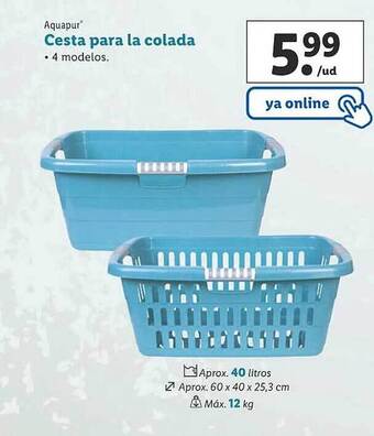 Lidl Aquapur cesta para la colada oferta