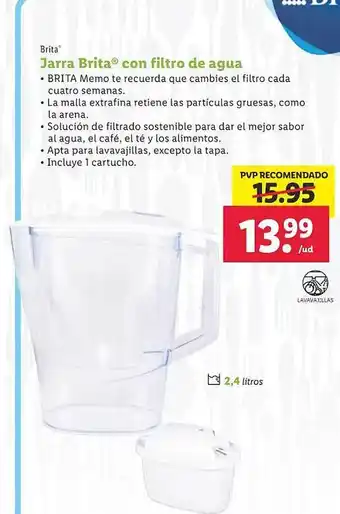 Lidl Jarra brita con filtro de agua oferta