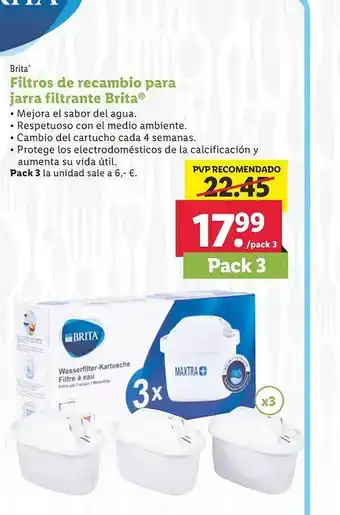 Lidl Filtros de recambio para jarra filtrante brita oferta
