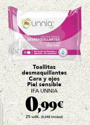 Gadis Toallitas desmaquillantes cara y ojos piel sensible ifa unnia oferta