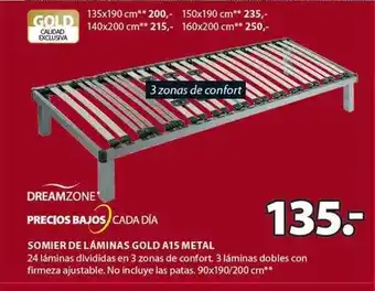 JYSK Dreamzone somier de láminas gold a15 metal oferta