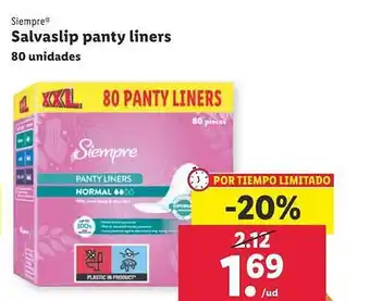 Lidl Siempre salvaslip panty liners oferta