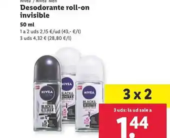 Lidl Nivea nivea men desodorante roll-on invisible oferta