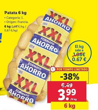Lidl Patata 6 kg oferta