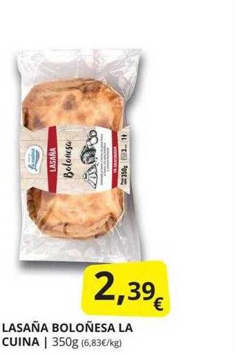 Supermercados MAS Lasaña boloñesa la cuina oferta
