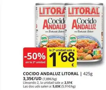 Supermercados MAS -50% en la 2a unidad cocido andaluz litoral oferta