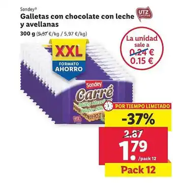 Lidl Sondey galletas con chocolate con leche y avellanas oferta