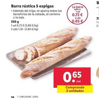 Lidl Barra rústica 5 espigas oferta