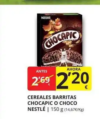 Supermercados MAS Cereales barritas chocapic o choco nestlé oferta