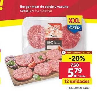 Lidl Burger meat de cerdo y vacuno oferta