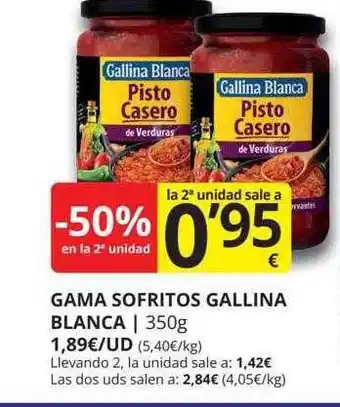 Supermercados MAS -50% en la 2a unidad gama sofrito gallina blanca oferta