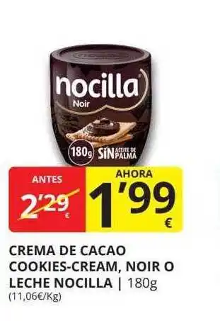 Supermercados MAS Crema de cacao cookies-cream noir o leche nocilla oferta
