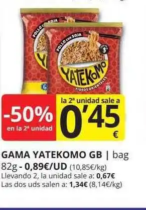 Supermercados MAS -50% en la 2a unidad gama yatekomo gb oferta