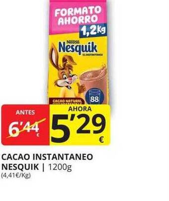 Supermercados MAS Cacao instantaneo nesquik oferta