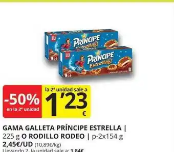 Supermercados MAS -50% en la 2a unidad gama galleta principe estrella o rodillo rodeo oferta