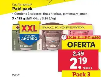 Lidl Casa tarradellas paté pack oferta