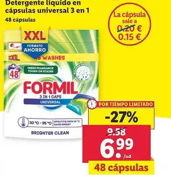 Lidl Detergente liquido en capsulas universal 3 en 1 oferta