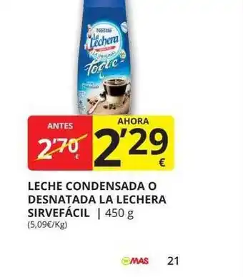 Leche condensada o desnatada la lechera sirvefácil