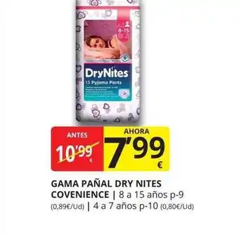 Supermercados MAS Gama pañal dry nites covenience oferta