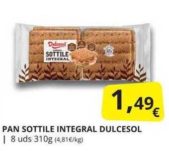 Supermercados MAS Pan sottile integral dulcesol oferta