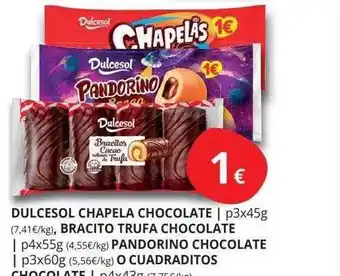 Supermercados MAS Dulcesol chapela chocolate bracito trufa chocolate pandorino chocolate o cuadraditos chocolate oferta