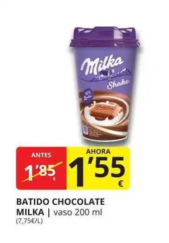 Supermercados MAS Batido chocolate milka oferta