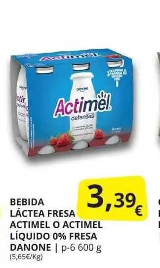 Supermercados MAS Bebida láctea fresa actimel o actimel liquido 0% fresa danone oferta