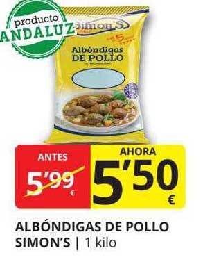 Supermercados MAS Albóndigas de pollo simon's oferta