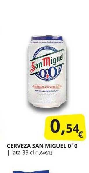 Supermercados MAS Cerveza san miguel 0'0 oferta