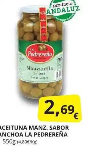 Supermercados MAS Aceituna manz sabor anchoa la pedrerena oferta