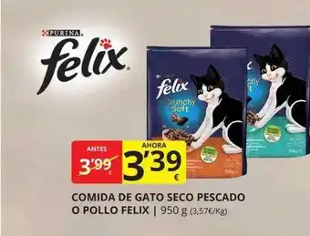 Supermercados MAS Comida de gato seco pescado o pollo felix oferta