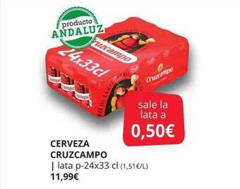 Supermercados MAS Cerveza cruzcampo lata p-24x33cl oferta