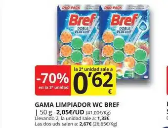Supermercados MAS -70% en la 2a unidad gama limpiador wc bref oferta