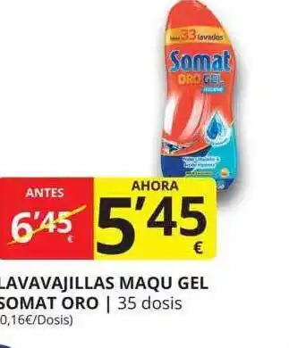 Supermercados MAS Lavavajillas maqu gel somat oro oferta