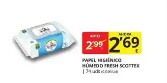 Supermercados MAS Papel higiénico húmedo fresh scottex oferta
