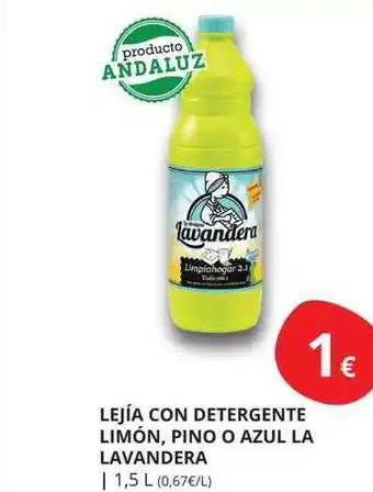 Supermercados MAS Lejia con detergente limón pino o azul la lavandera oferta