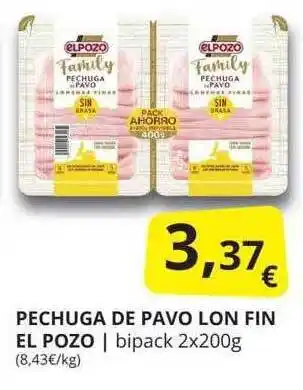 Supermercados MAS Pechuga de pavo lon fin el pozo oferta