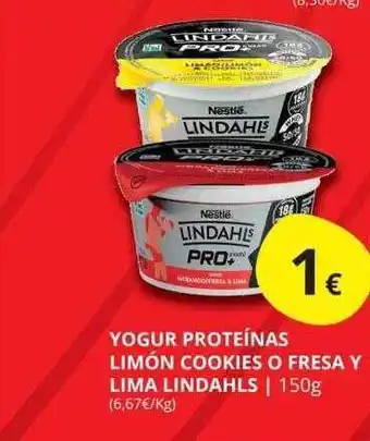 Supermercados MAS Yogur proteinas limón cookies o fresa y lima lindahls oferta