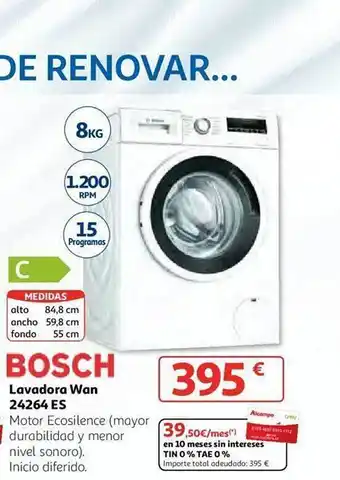 Alcampo Bosch lavadora wan 24264 es oferta