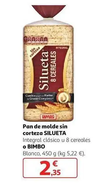 Alcampo Pan de molde sin corteza silueta integral clásico 8 cereales o bimbo oferta