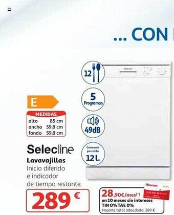 Alcampo Selecline lavavajillas oferta