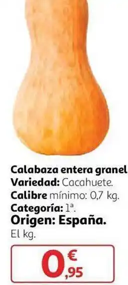 Alcampo Calabaza entera granel oferta