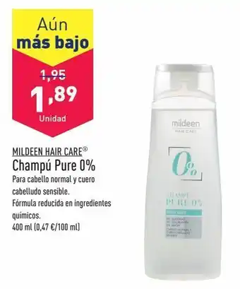 ALDI Champú pure 0% mildeen hair care oferta