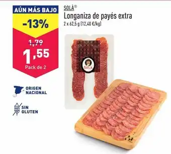 ALDI Longaniza de payés extra solá oferta