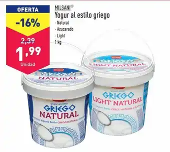 ALDI Yogur al estilo griego milsani oferta
