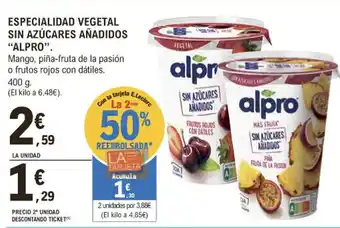 E.Leclerc Especialidad Vegetal Sin Azúcares Añadidos Alpro oferta